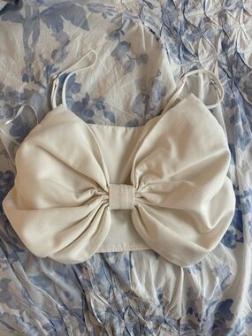 Ivory Bow Front Crop Top with Adjustable Straps